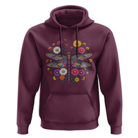 Boho Floral Spring Dragonfly Hoodie Colorful Mosaic Insect