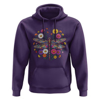 Boho Floral Spring Dragonfly Hoodie Colorful Mosaic Insect
