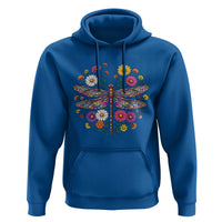 Boho Floral Spring Dragonfly Hoodie Colorful Mosaic Insect