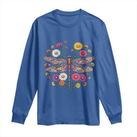 Boho Floral Spring Dragonfly Long Sleeve Shirt Colorful Mosaic Insect