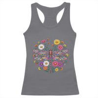Boho Floral Spring Dragonfly Racerback Tank Top Colorful Mosaic Insect