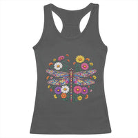 Boho Floral Spring Dragonfly Racerback Tank Top Colorful Mosaic Insect