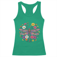 Boho Floral Spring Dragonfly Racerback Tank Top Colorful Mosaic Insect