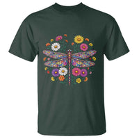 Boho Floral Spring Dragonfly T Shirt Colorful Mosaic Insect