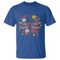 Boho Floral Spring Dragonfly T Shirt Colorful Mosaic Insect