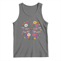 Boho Floral Spring Dragonfly Tank Top Colorful Mosaic Insect