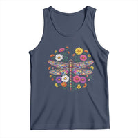 Boho Floral Spring Dragonfly Tank Top Colorful Mosaic Insect