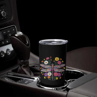 Boho Floral Spring Dragonfly Tumbler Cup Colorful Mosaic Insect