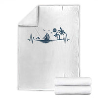 Summer Vacation Heartbeat Pulse Sunset Silhouette Throw Blanket Tropical Island Lover