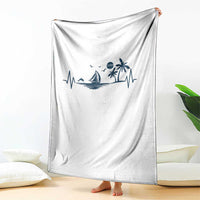 Summer Vacation Heartbeat Pulse Sunset Silhouette Throw Blanket Tropical Island Lover
