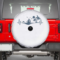 Summer Vacation Heartbeat Pulse Sunset Silhouette Spare Tire Cover Tropical Island Lover