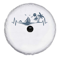 Summer Vacation Heartbeat Pulse Sunset Silhouette Spare Tire Cover Tropical Island Lover