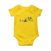 Summer Vacation Heartbeat Pulse Sunset Silhouette Baby Onesie Tropical Island Lover