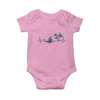 Summer Vacation Heartbeat Pulse Sunset Silhouette Baby Onesie Tropical Island Lover