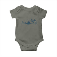 Summer Vacation Heartbeat Pulse Sunset Silhouette Baby Onesie Tropical Island Lover
