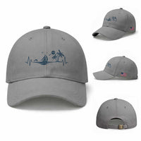 Summer Vacation Heartbeat Pulse Sunset Silhouette Baseball Cap Tropical Island Lover