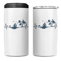 Summer Vacation Heartbeat Pulse Sunset Silhouette 4 in 1 Can Cooler Tumbler Tropical Island Lover