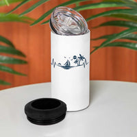 Summer Vacation Heartbeat Pulse Sunset Silhouette 4 in 1 Can Cooler Tumbler Tropical Island Lover