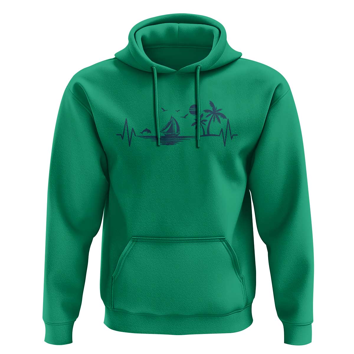 Summer Vacation Heartbeat Pulse Sunset Silhouette Hoodie Tropical Island Lover