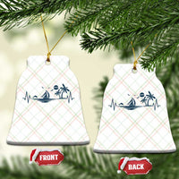 Summer Vacation Heartbeat Pulse Sunset Silhouette Ceramic Ornament Tropical Island Lover