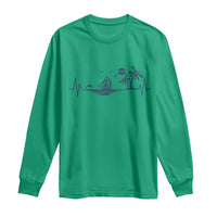 Summer Vacation Heartbeat Pulse Sunset Silhouette Long Sleeve Shirt Tropical Island Lover