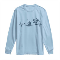 Summer Vacation Heartbeat Pulse Sunset Silhouette Long Sleeve Shirt Tropical Island Lover