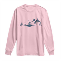 Summer Vacation Heartbeat Pulse Sunset Silhouette Long Sleeve Shirt Tropical Island Lover
