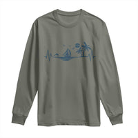 Summer Vacation Heartbeat Pulse Sunset Silhouette Long Sleeve Shirt Tropical Island Lover