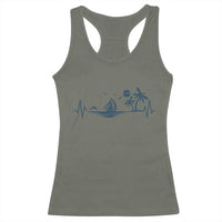 Summer Vacation Heartbeat Pulse Sunset Silhouette Racerback Tank Top Tropical Island Lover