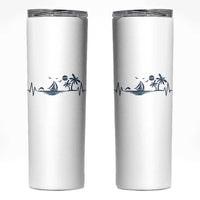 Summer Vacation Heartbeat Pulse Sunset Silhouette Skinny Tumbler Tropical Island Lover