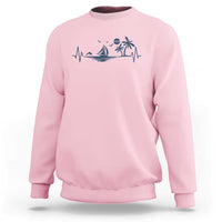 Summer Vacation Heartbeat Pulse Sunset Silhouette Sweatshirt Tropical Island Lover