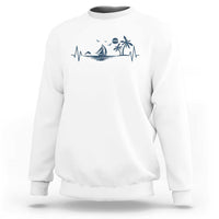 Summer Vacation Heartbeat Pulse Sunset Silhouette Sweatshirt Tropical Island Lover