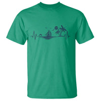 Summer Vacation Heartbeat Pulse Sunset Silhouette T Shirt Tropical Island Lover