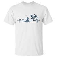 Summer Vacation Heartbeat Pulse Sunset Silhouette T Shirt Tropical Island Lover