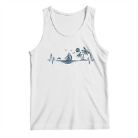 Summer Vacation Heartbeat Pulse Sunset Silhouette Tank Top Tropical Island Lover