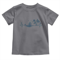 Summer Vacation Heartbeat Pulse Sunset Silhouette Toddler T Shirt Tropical Island Lover