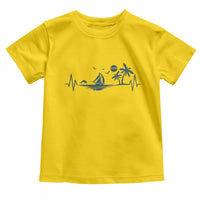 Summer Vacation Heartbeat Pulse Sunset Silhouette Toddler T Shirt Tropical Island Lover