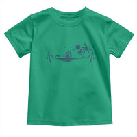 Summer Vacation Heartbeat Pulse Sunset Silhouette Toddler T Shirt Tropical Island Lover