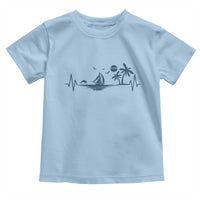 Summer Vacation Heartbeat Pulse Sunset Silhouette Toddler T Shirt Tropical Island Lover
