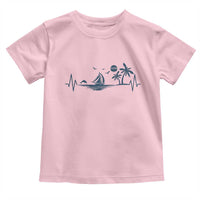 Summer Vacation Heartbeat Pulse Sunset Silhouette Toddler T Shirt Tropical Island Lover