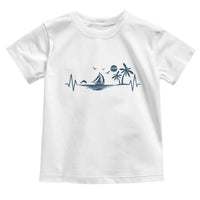 Summer Vacation Heartbeat Pulse Sunset Silhouette Toddler T Shirt Tropical Island Lover