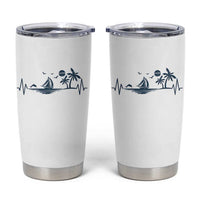 Summer Vacation Heartbeat Pulse Sunset Silhouette Tumbler Cup Tropical Island Lover