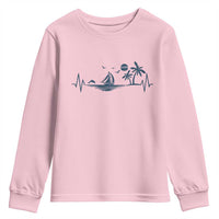 Summer Vacation Heartbeat Pulse Sunset Silhouette Youth Sweatshirt Tropical Island Lover