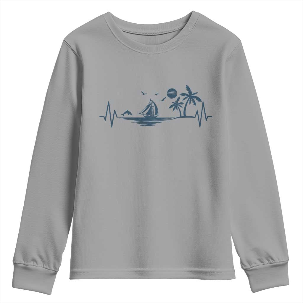 Summer Vacation Heartbeat Pulse Sunset Silhouette Youth Sweatshirt Tropical Island Lover