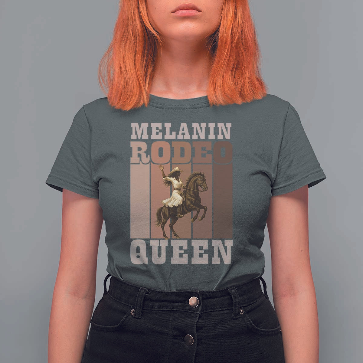 African American Cowgirl T Shirt For Women Melanin Rodeo Queen Western Country - Wonder Print Shop