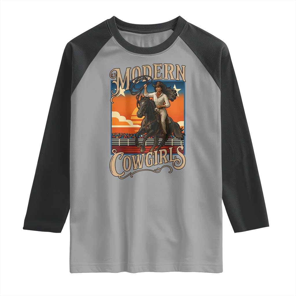 Modern Cowgirls Raglan Shirt American Woman Western Rodeo - Wonder Print Shop
