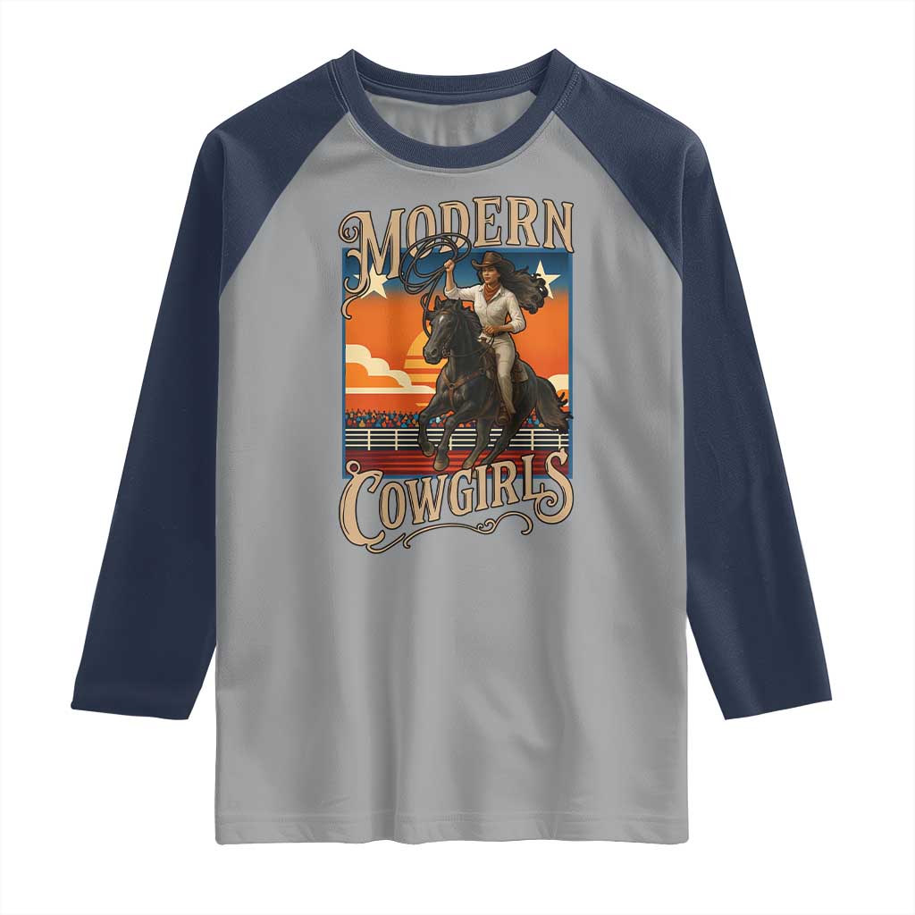 Modern Cowgirls Raglan Shirt American Woman Western Rodeo - Wonder Print Shop