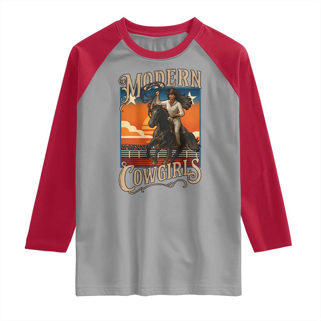 Modern Cowgirls Raglan Shirt American Woman Western Rodeo - Wonder Print Shop