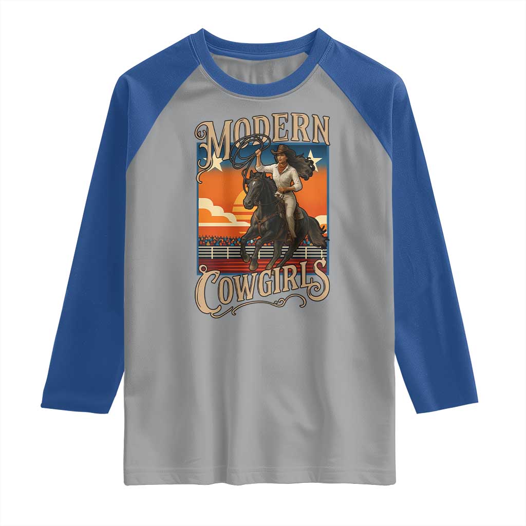 Modern Cowgirls Raglan Shirt American Woman Western Rodeo - Wonder Print Shop