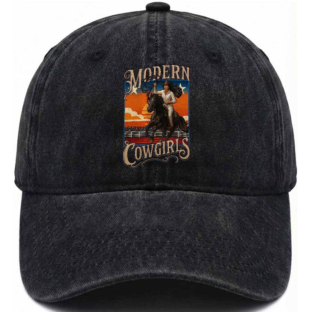 Modern Cowgirls Washed Cotton Baseball Cap American Woman Western Rodeo